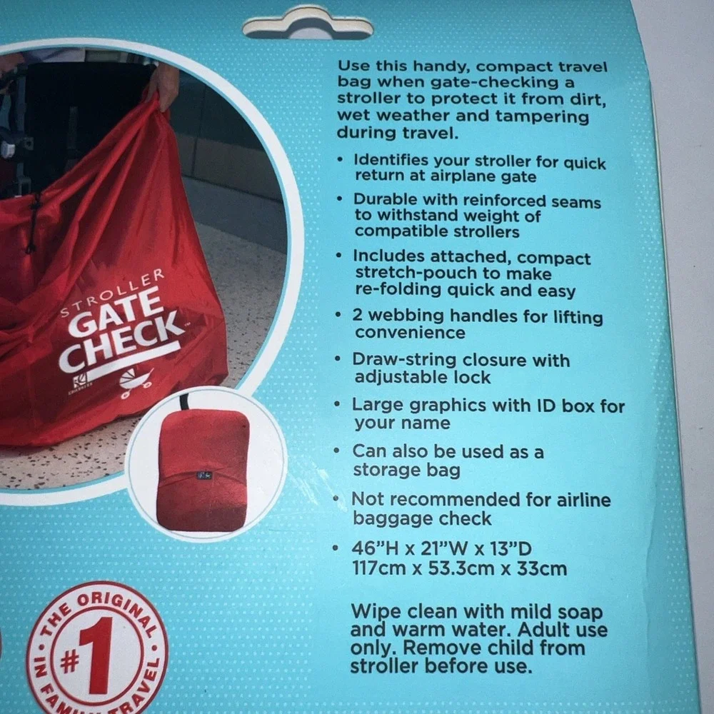 Airline Gate Check Eye Catching Red‎ Travel Bag Standard & Double Strollers